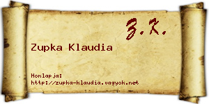 Zupka Klaudia névjegykártya